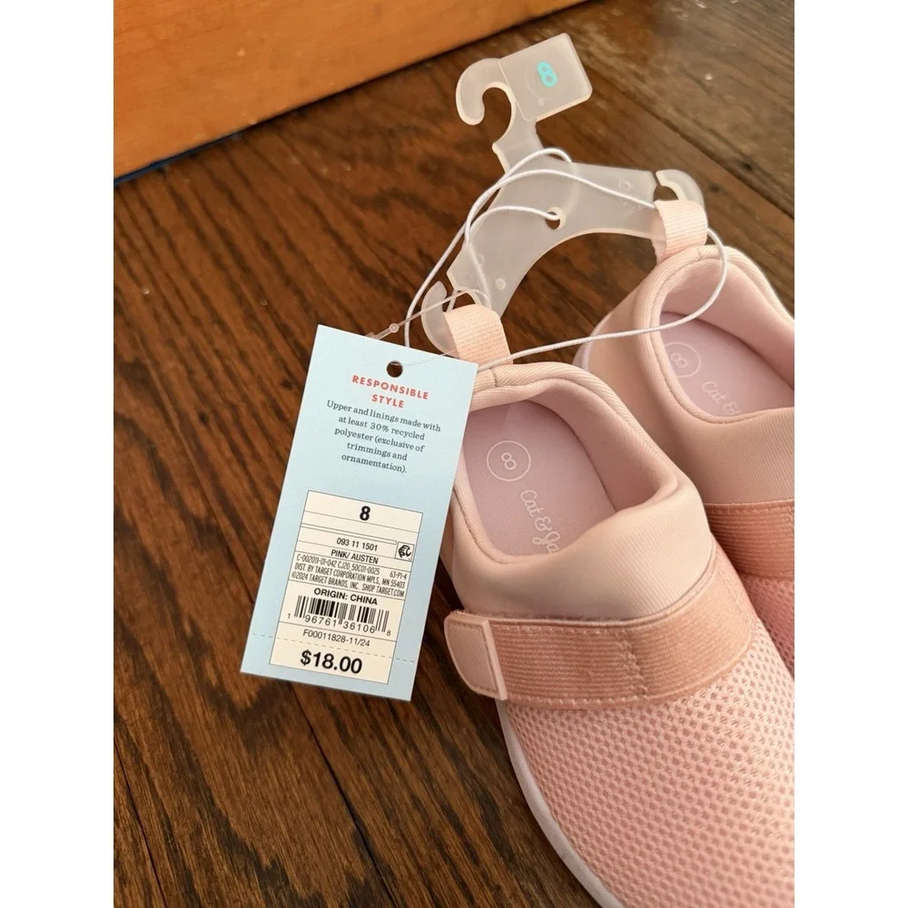 Cat & Jack Unisex Toddler Light Pink Slip-On Water Shoes Size 8 NWOB Mesh Top